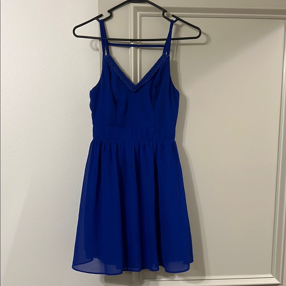 B Darlin Blue Spaghetti Strap Mini Dress for Weddings